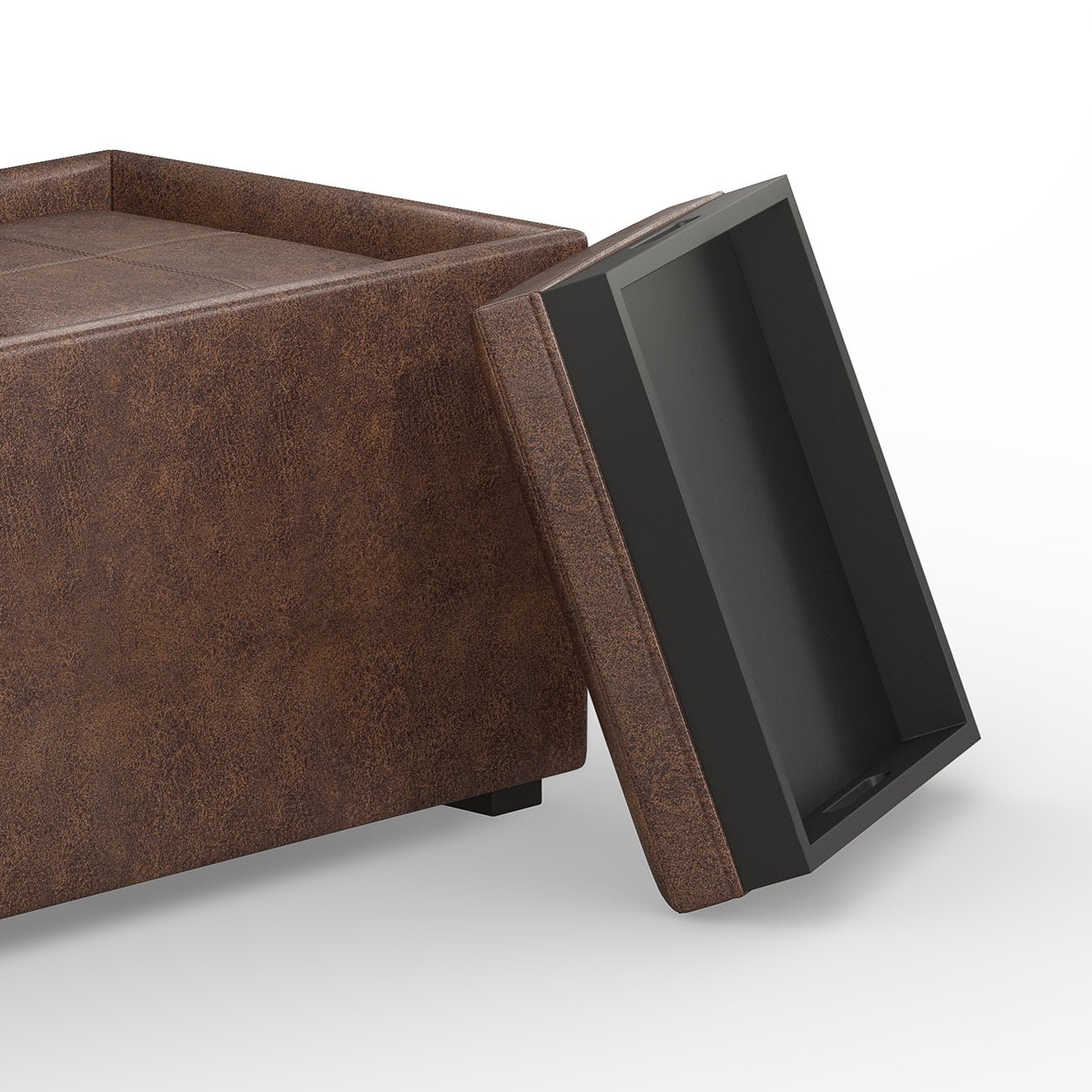 Nexus 5-Piece Upholstered Faux Leather Storage Ottoman - Ottomans