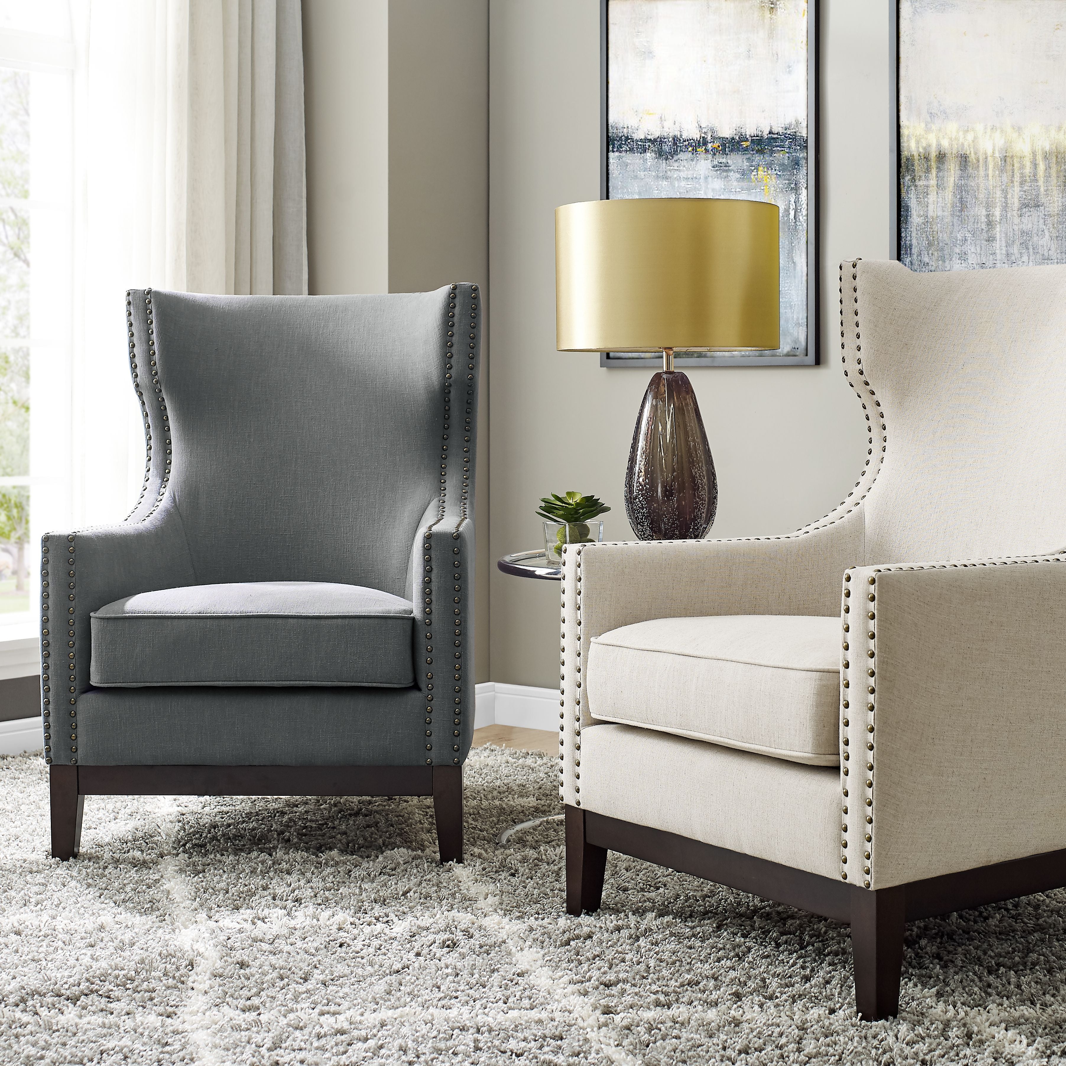 Roswell Linen Wingback Chair