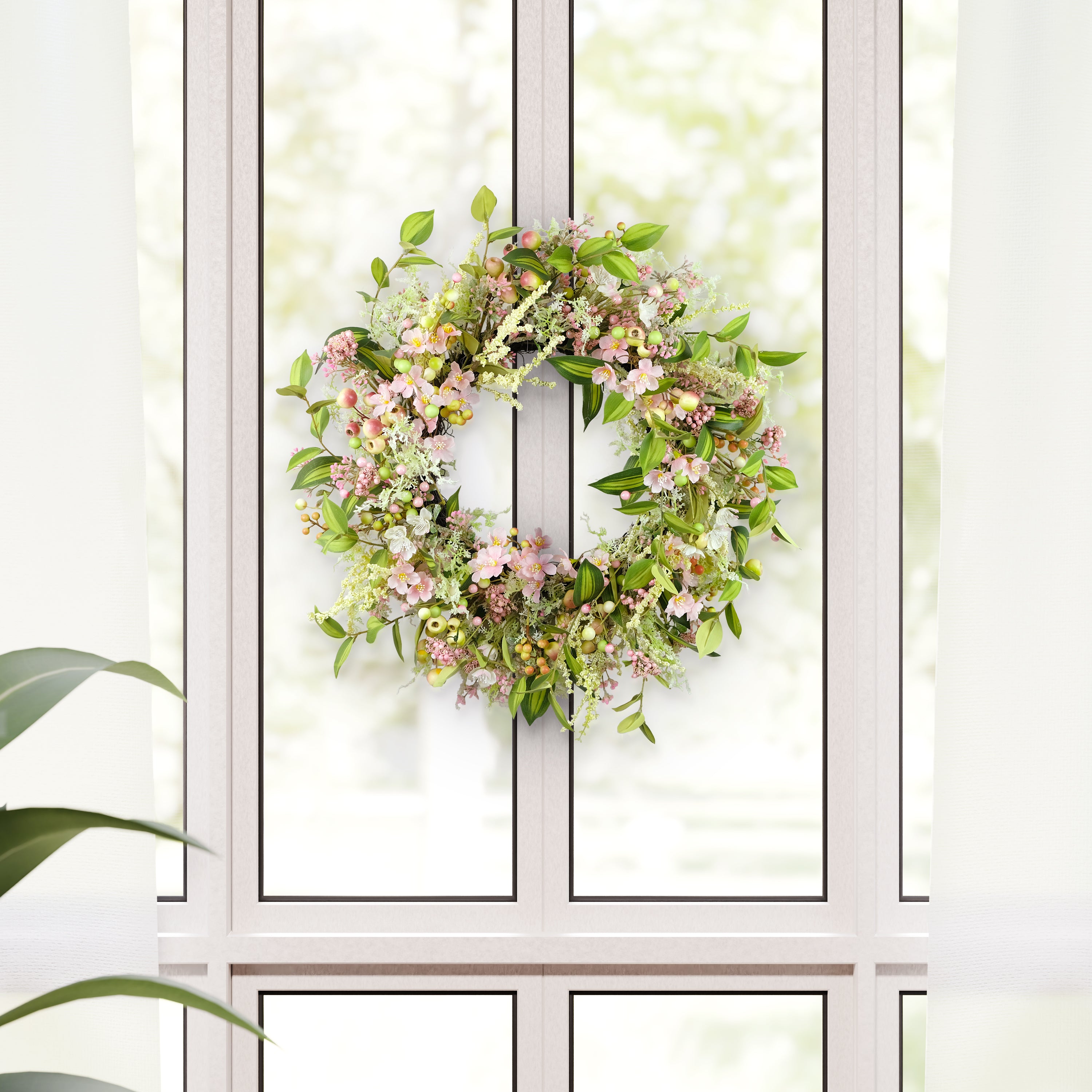 26" Artificial Dogwood Floral Spring Wreath
