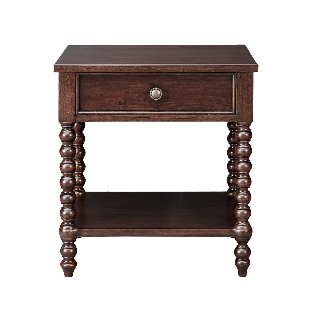 Nightstand with Turned Legs and Shelf - Nightstands