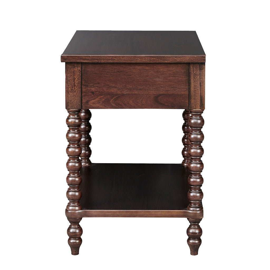 Nightstand with Turned Legs and Shelf - Nightstands