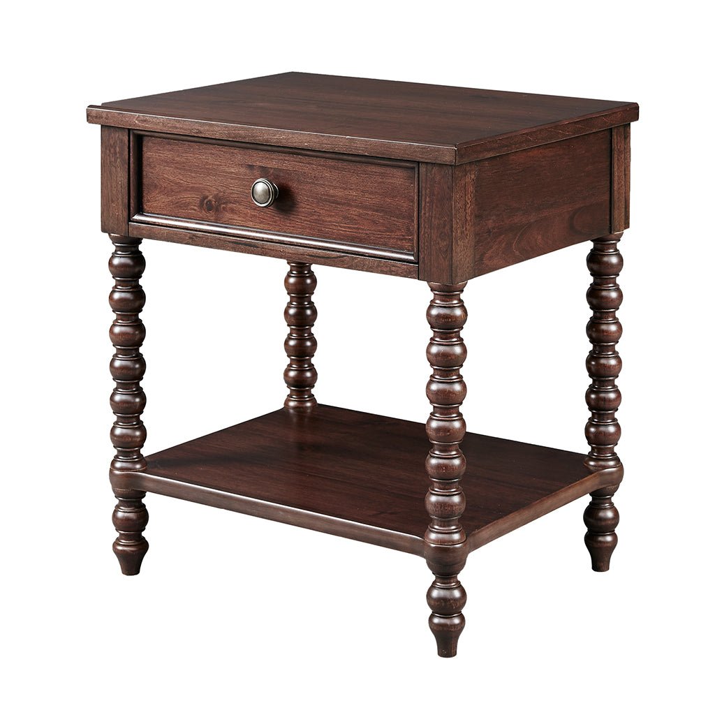Nightstand with Turned Legs and Shelf - Nightstands