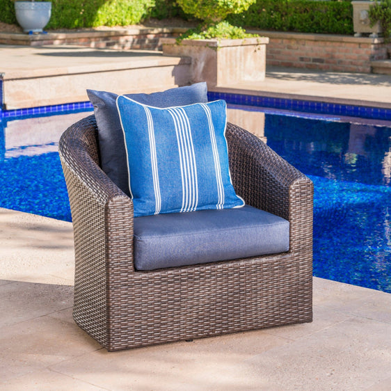 Nimbus Outdoor Swivel Club Chair with Rattan Wicker Cover - Outdoor Patio Chair