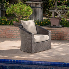 Nimbus Outdoor Swivel Club Chair with Rattan Wicker Cover - Outdoor Patio Chair