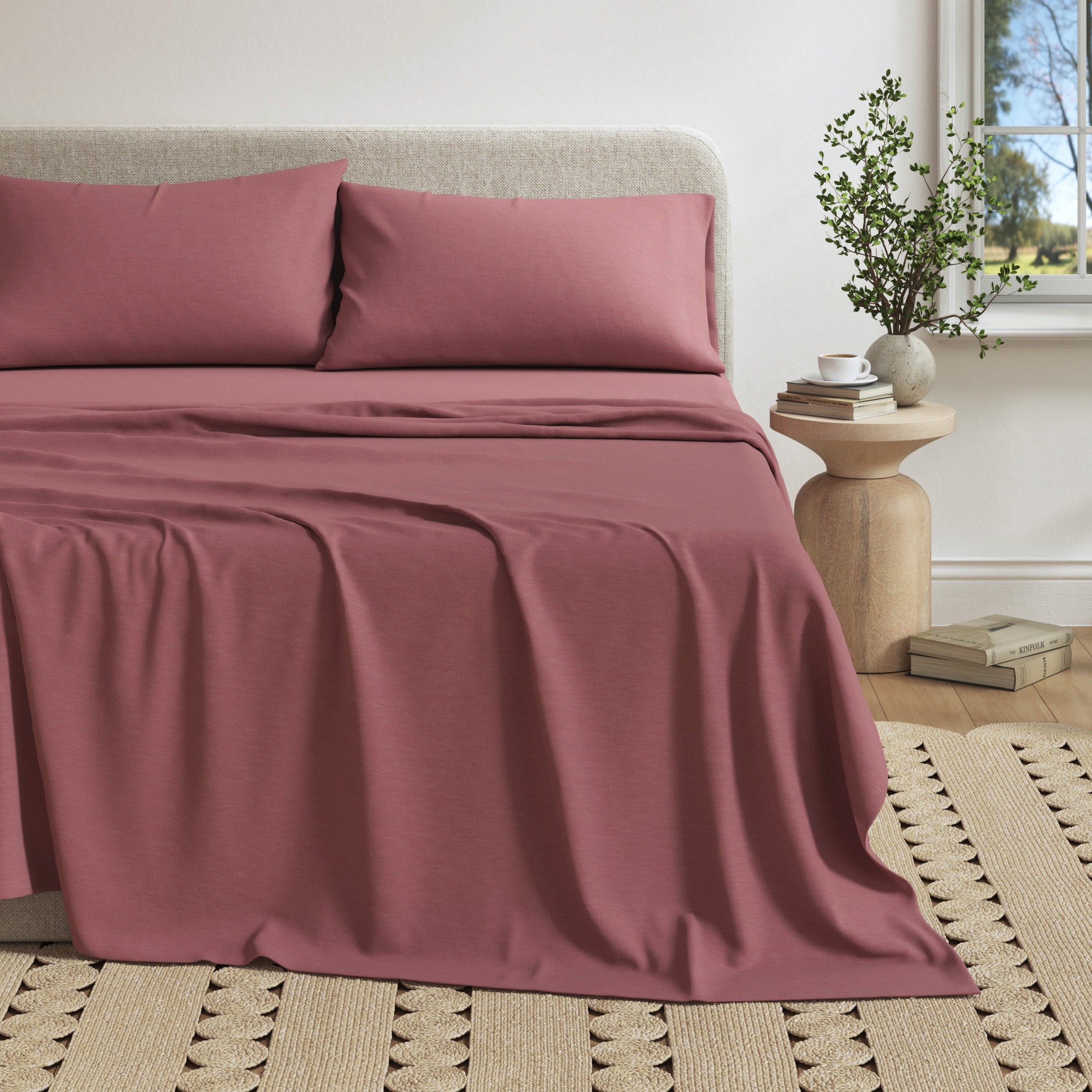 Cotton Heathered Melange Jersey Knit Sheet Set