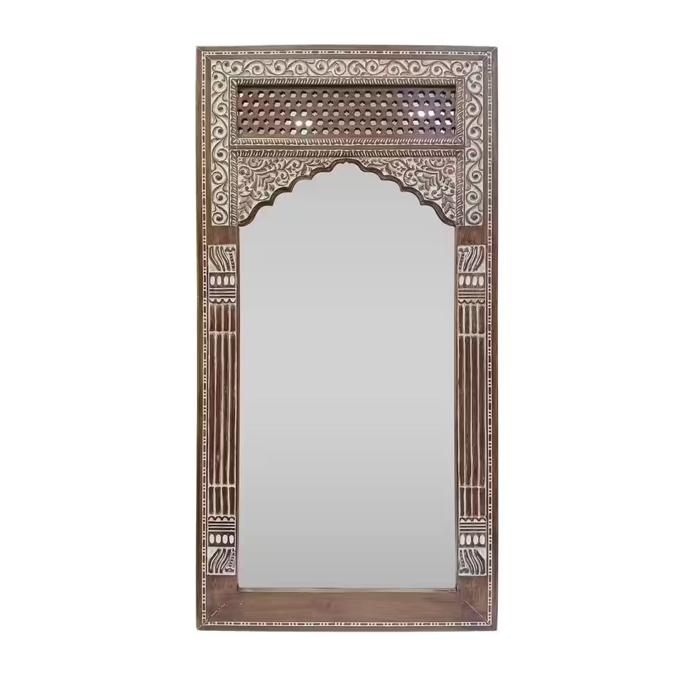 Wood Carved Artisan Floor Mirror