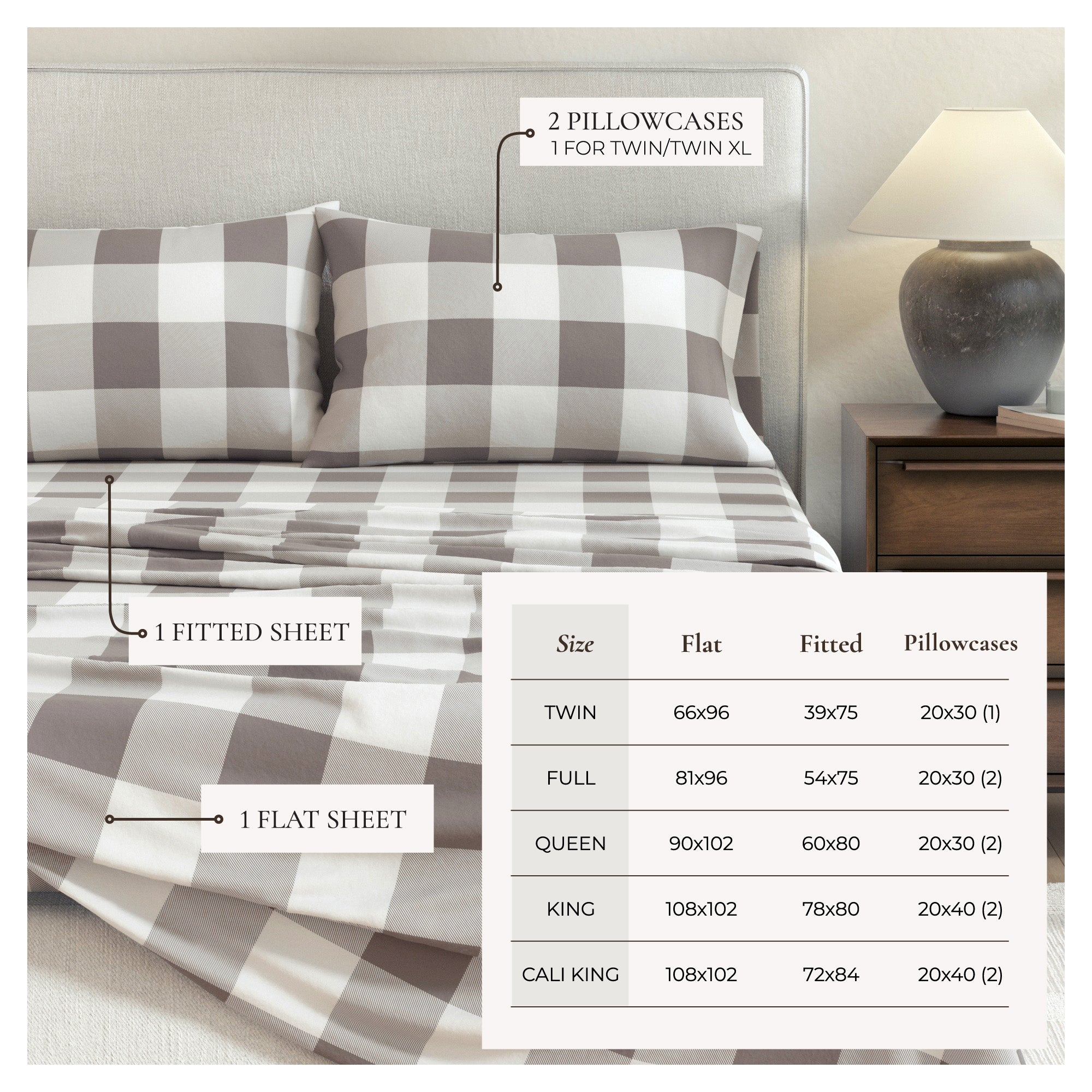 100% Turkish Cotton Plaid Flannel Sheet Sets