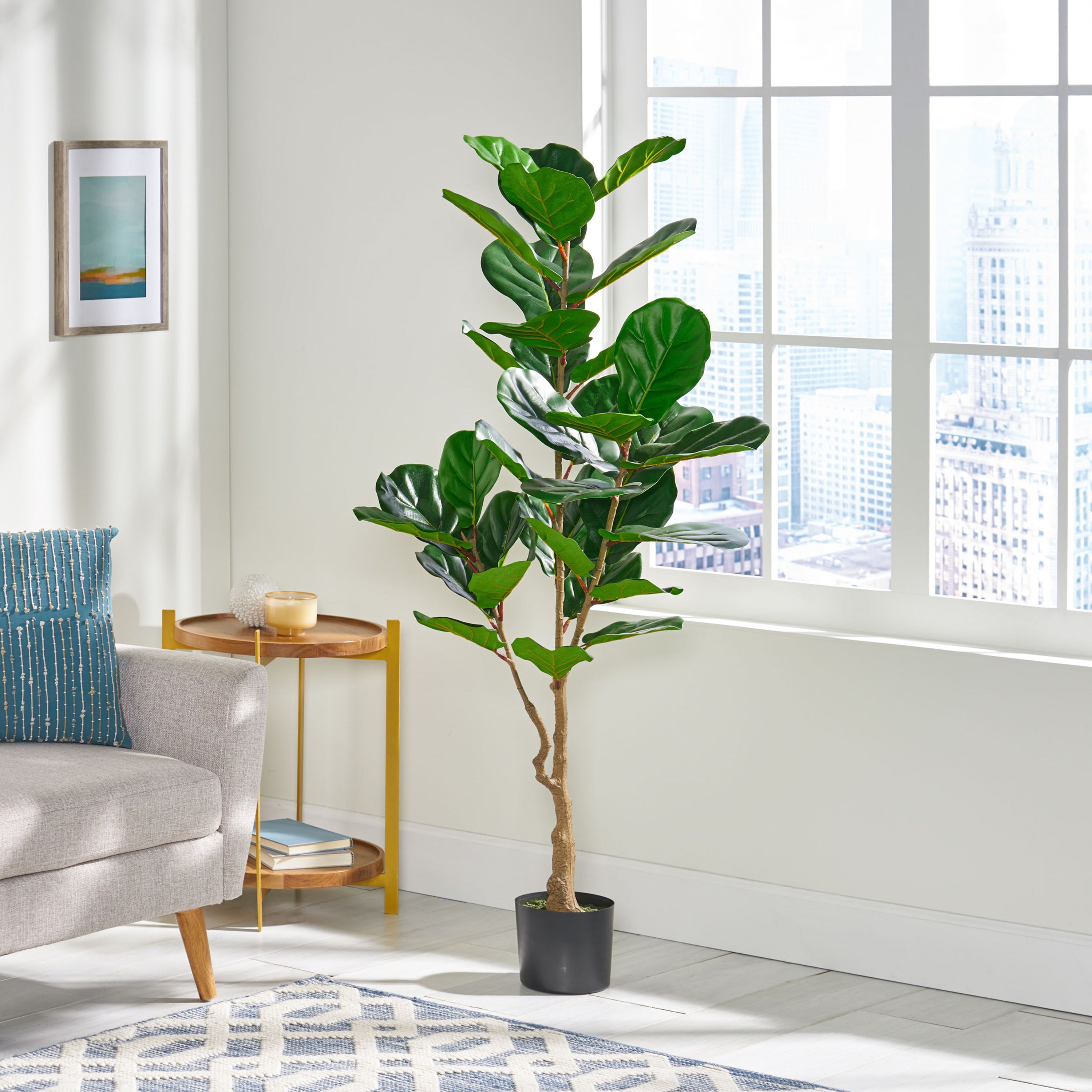 59" Faux Fiddle Leaf Fern Tree