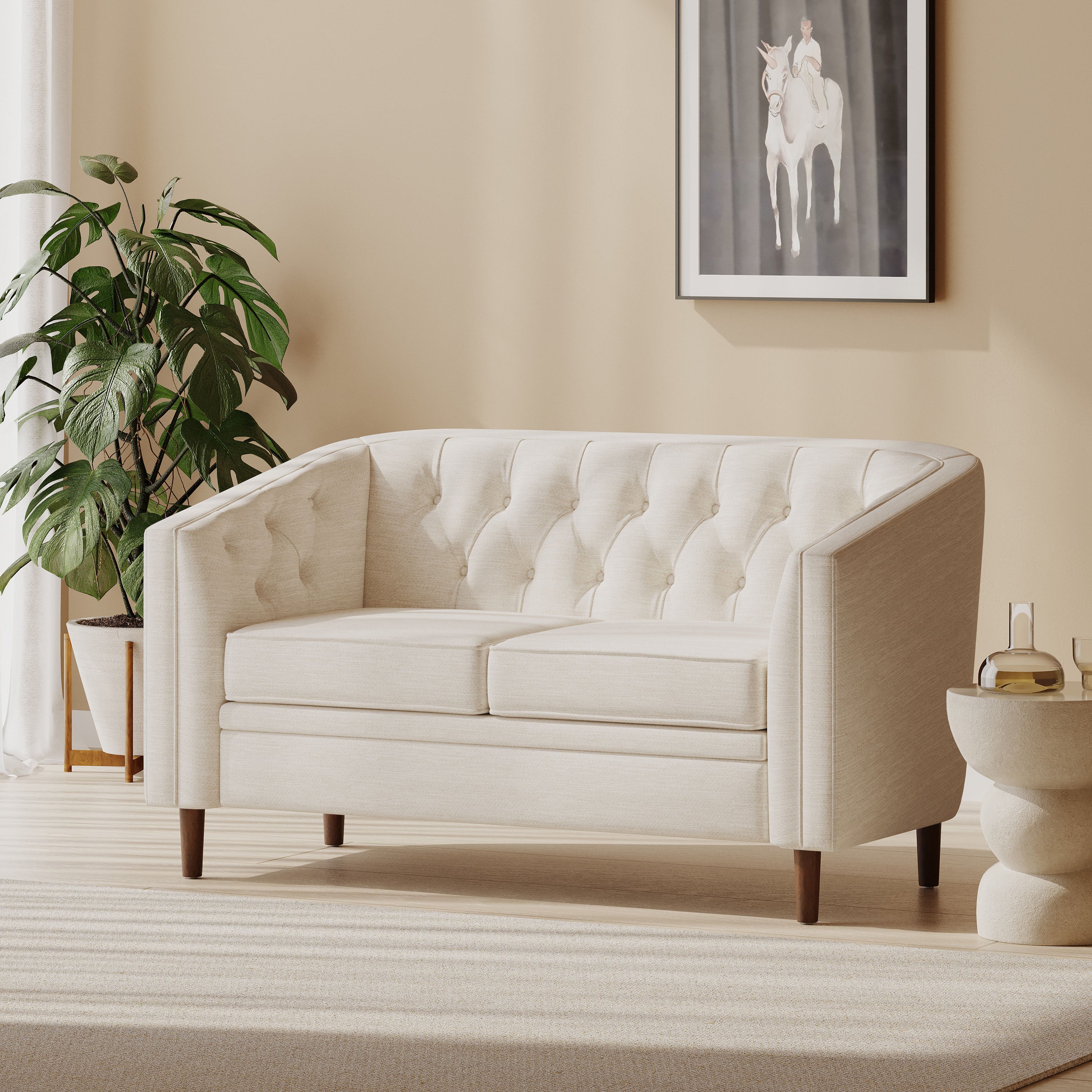 Sophisticated Loveseat with Diamond-Stitched Detailing