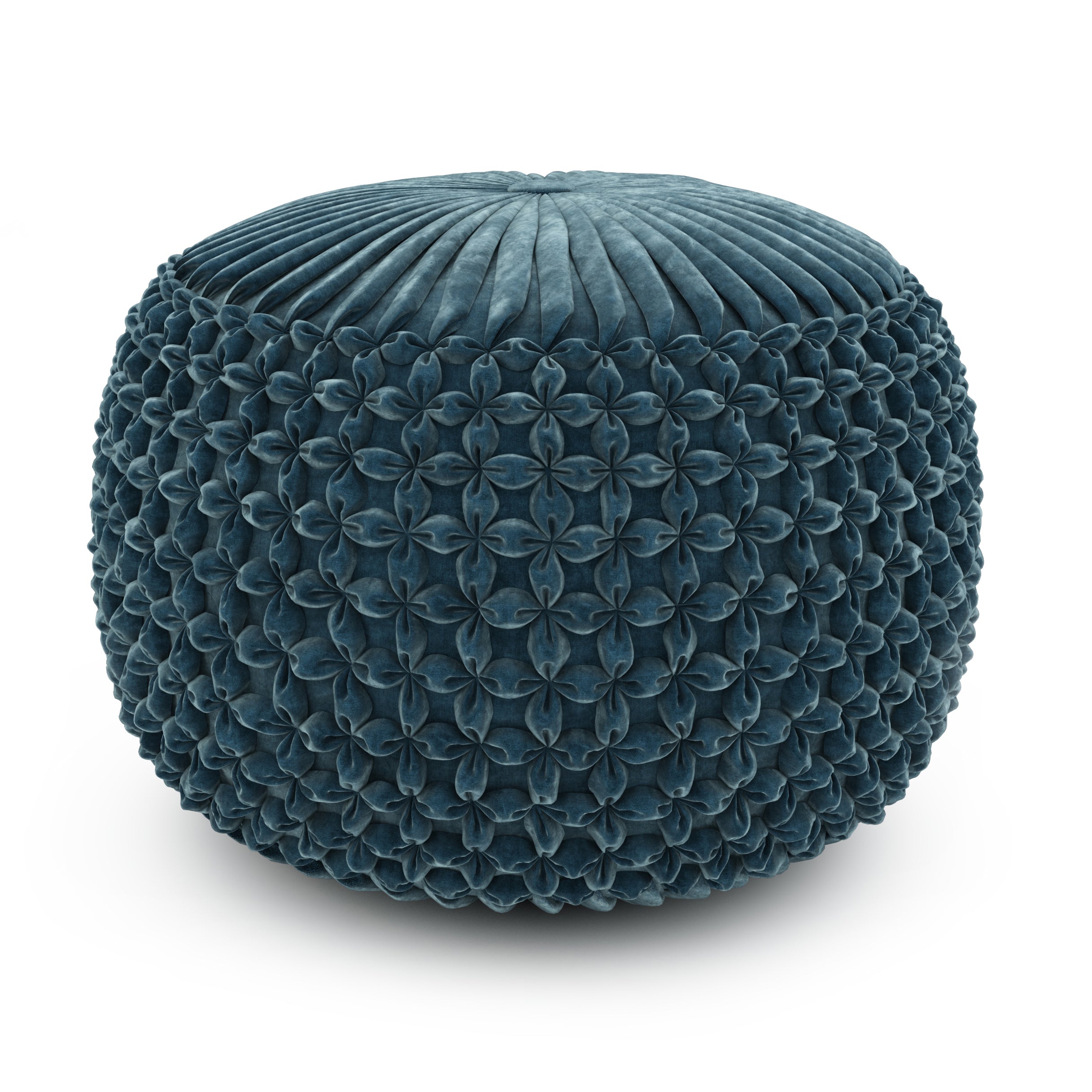 Renee 20 inch Wide Round Pouf, Velvet