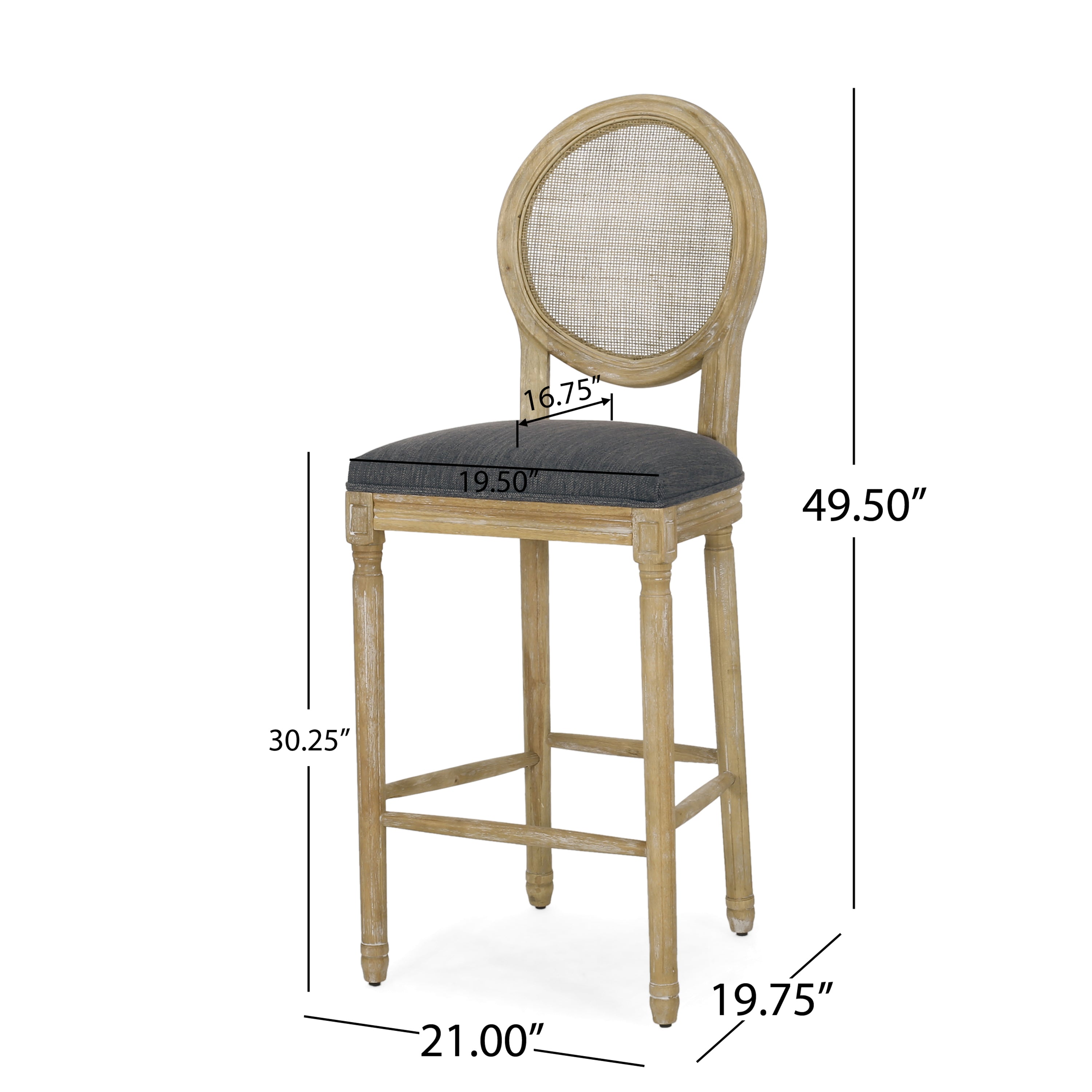 French Country Cane Bar Stool, Set of 2