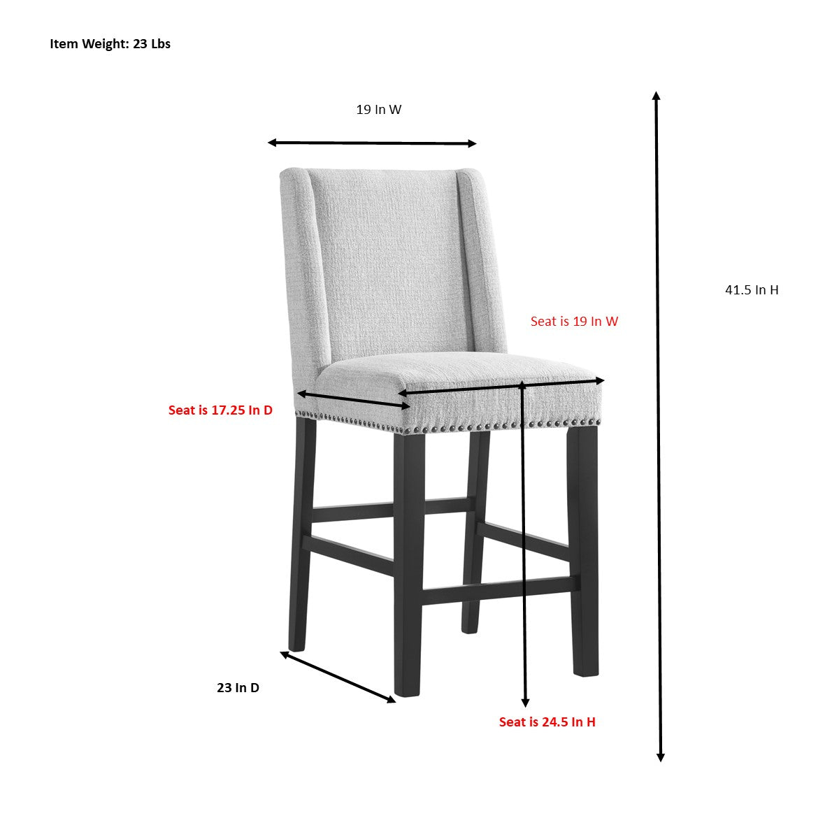 Laurant Upholstered 24 In Counter Stool, Set of 2