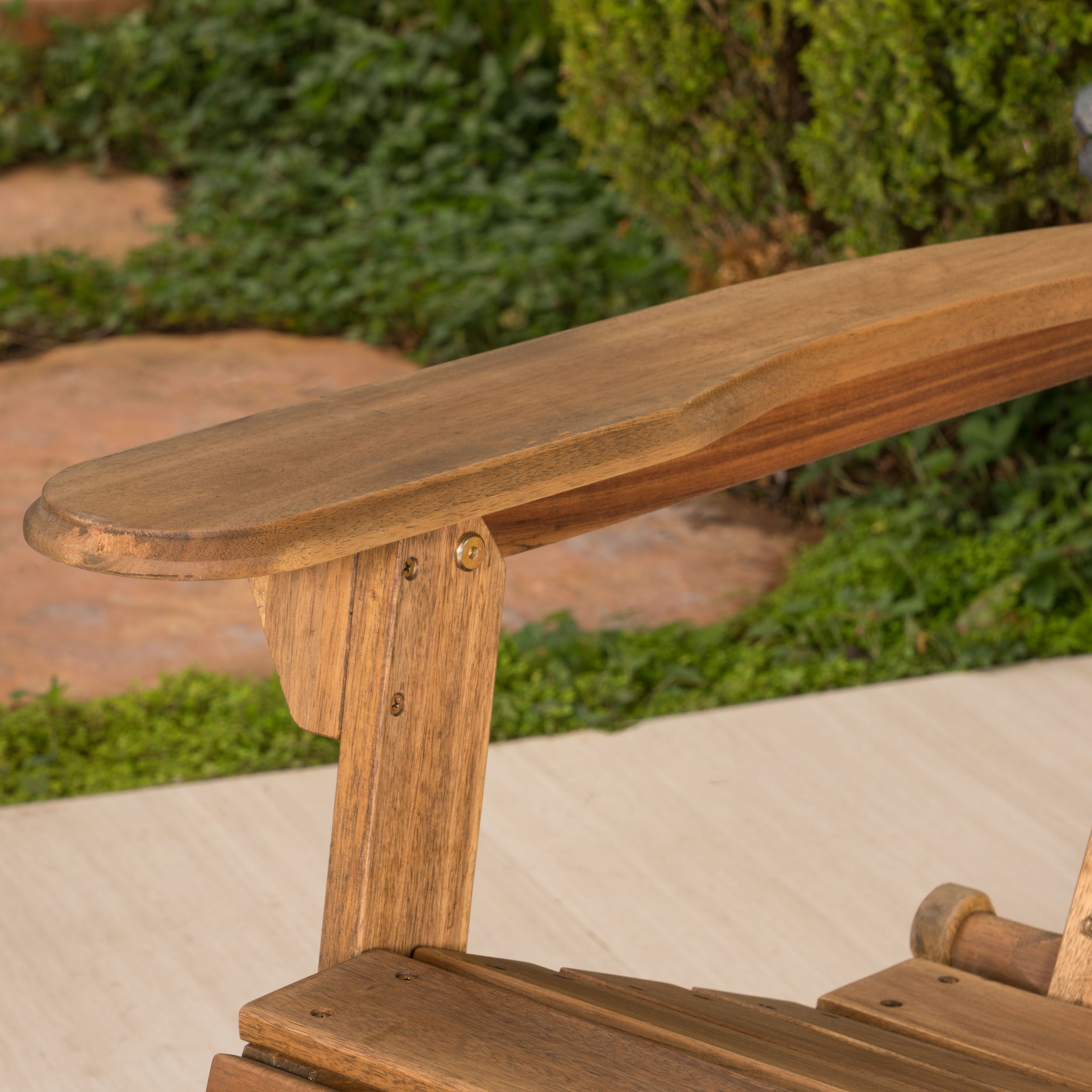 Outdoor Adirondack Loveseat with Hand Crafted Details, Natural