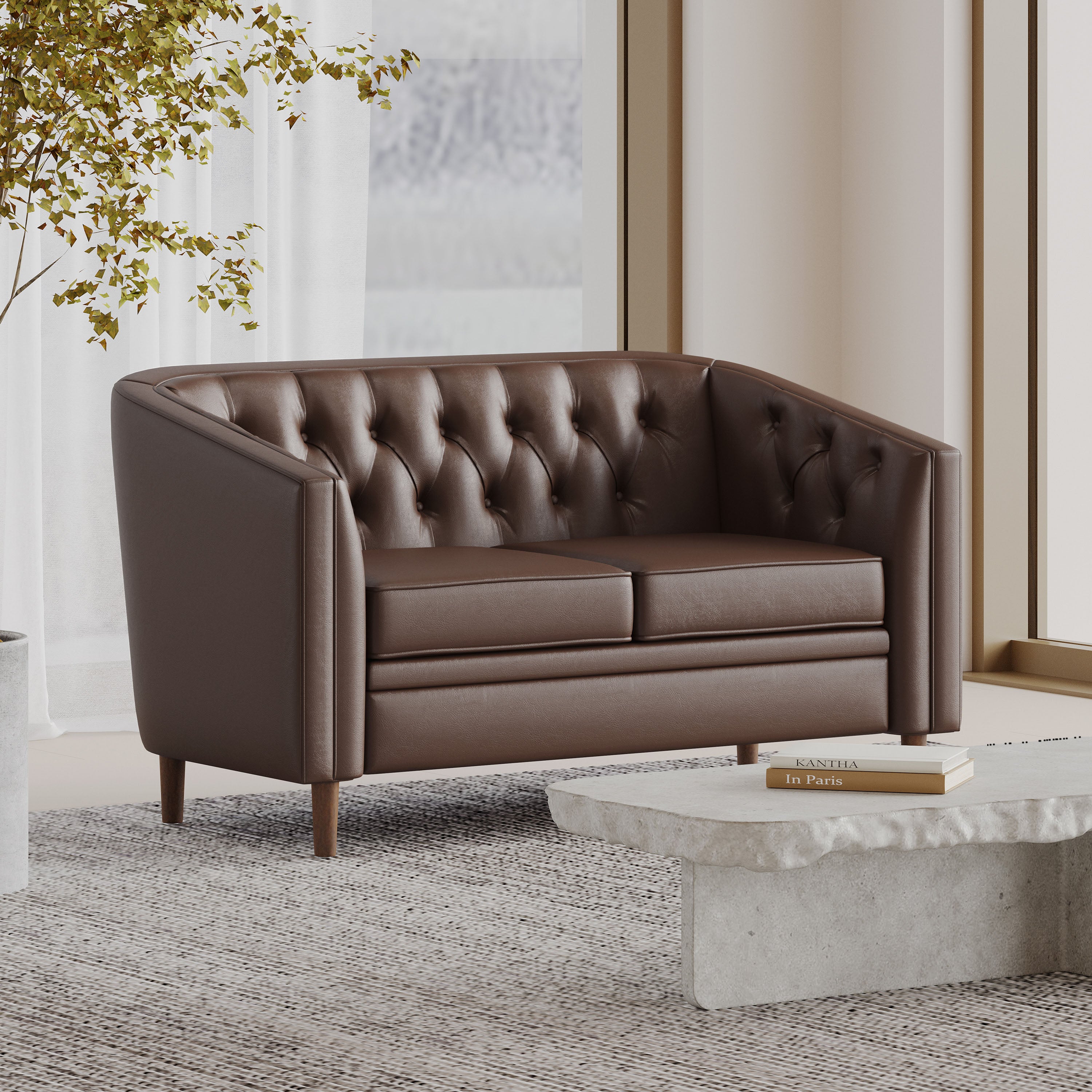 Sophisticated Loveseat with Diamond-Stitched Detailing