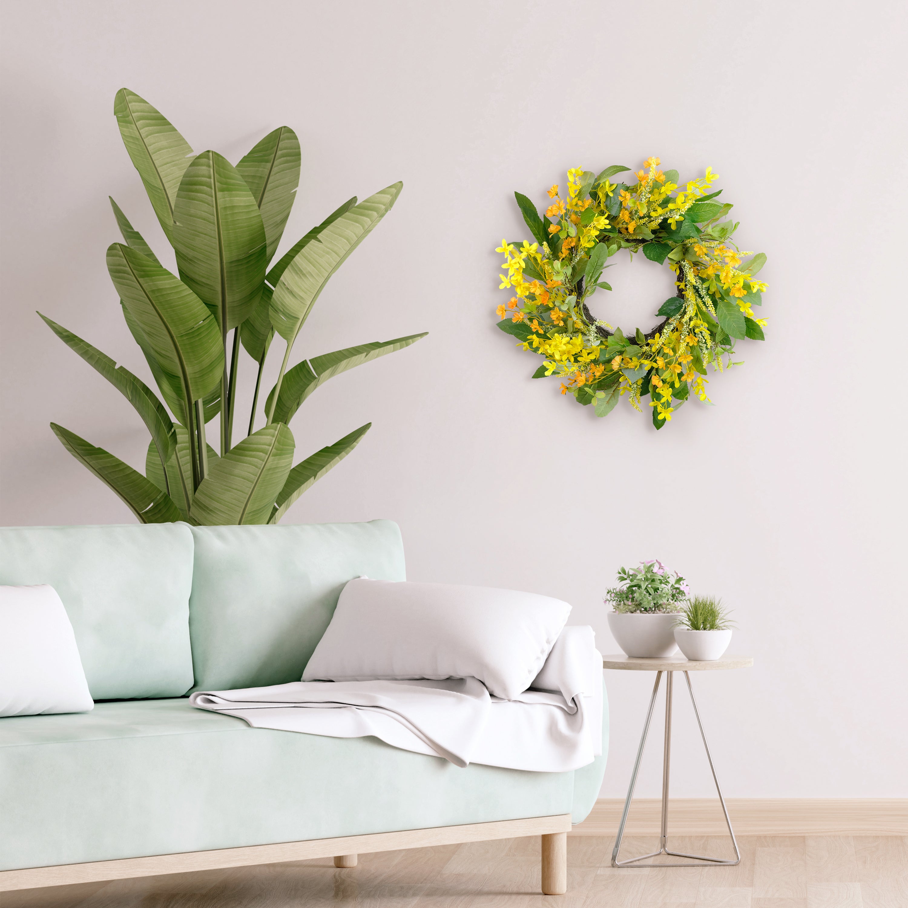 24" Artificial Winter Jasmine Floral Spring Wreath