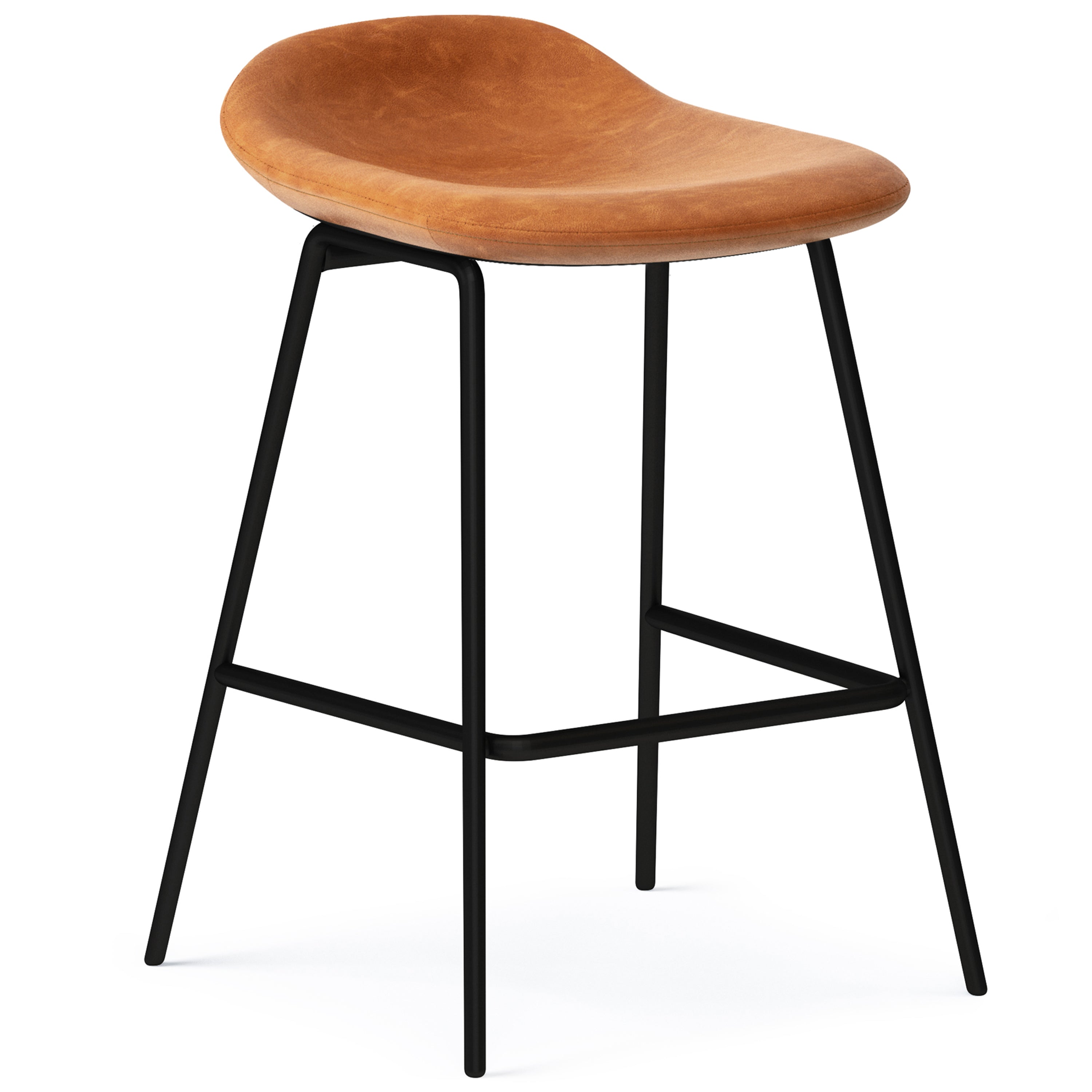 Horizons Faux Leather Stool with Padded Seat and Footrest, Set of 2