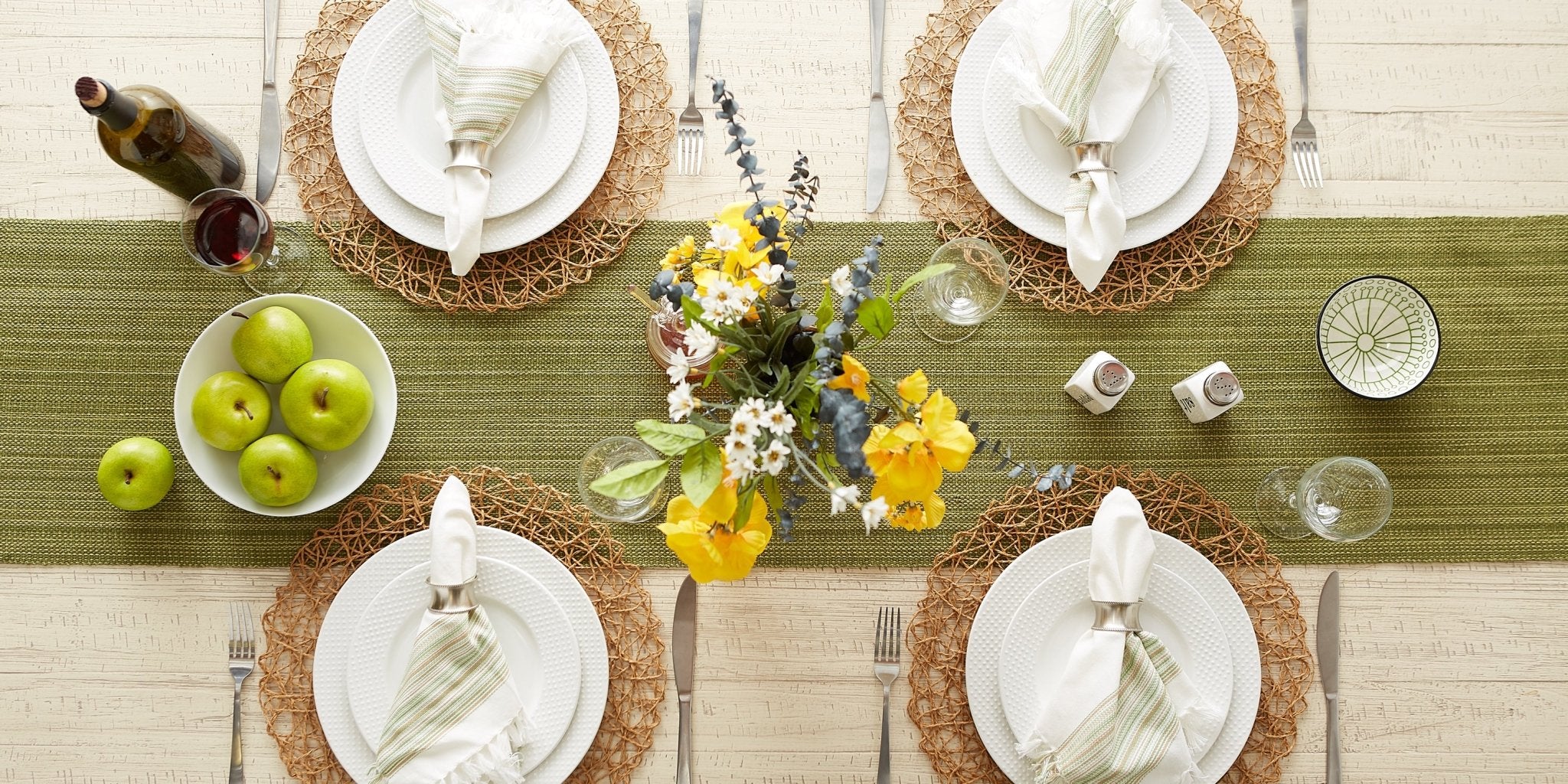 Olive Green Variegated Fringe Table Runner 13X72 - Table Runners