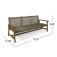 Outdoor 3-Seater Chair with Rattan Cover - Outdoor Sofa