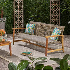 Outdoor 3-Seater Chair with Rattan Cover - Outdoor Sofa