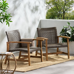 Outdoor Club Chair with Rattan Cover and Square Arm - Outdoor Seating