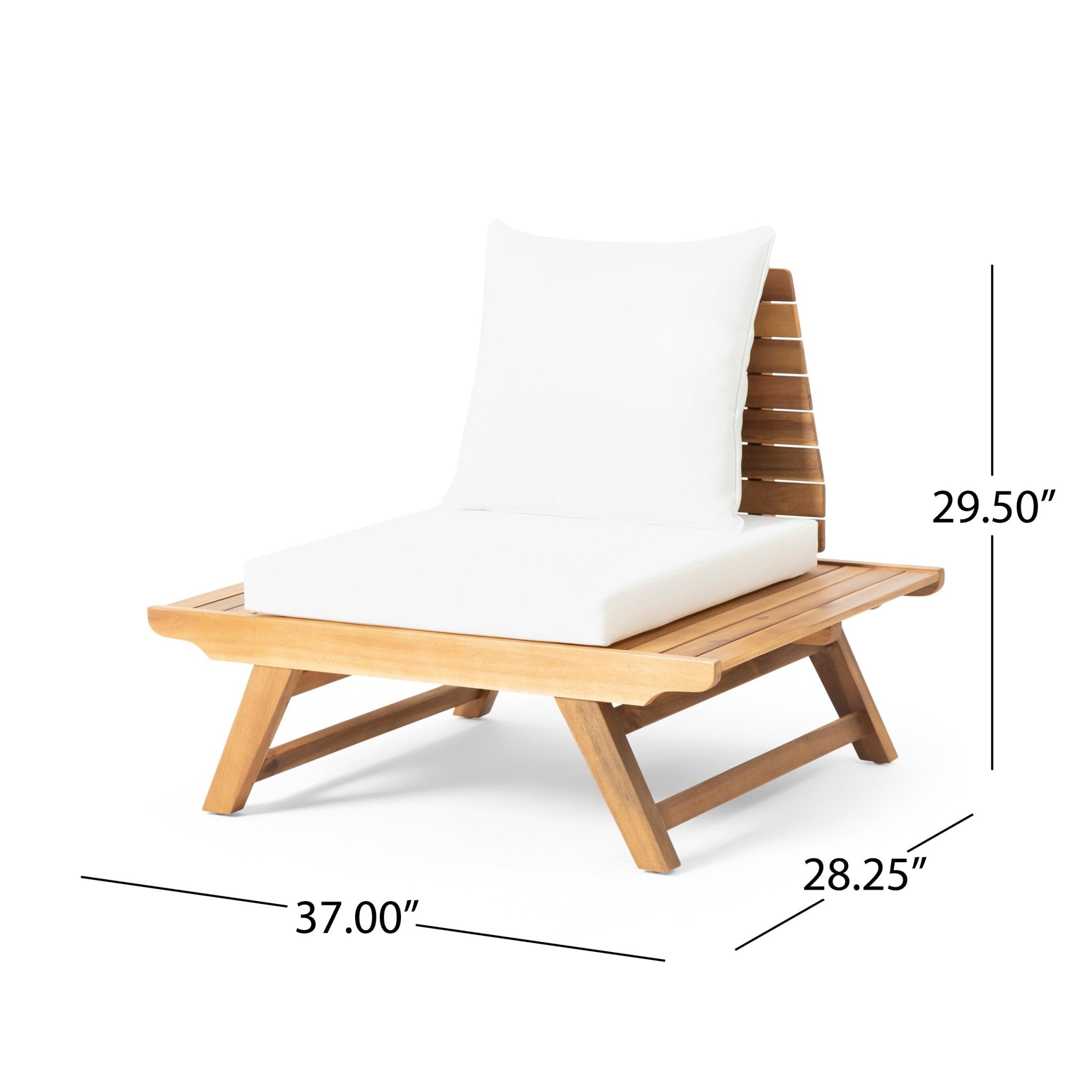 Outdoor Club Chair with Slatted Design and Water Resistance Cushion - Outdoor Seating