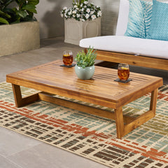 Outdoor Coffee Table with Slat Paneling - Outdoor Tables