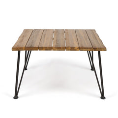 Outdoor Coffee Table with Slat Top and Metal Legs - Outdoor Tables