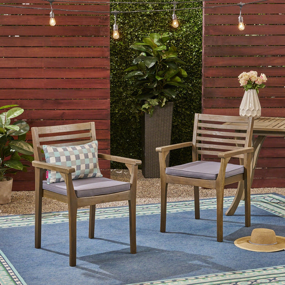 Outdoor Dining Chair with Cushion and Ladder Back - Outdoor Patio Chair