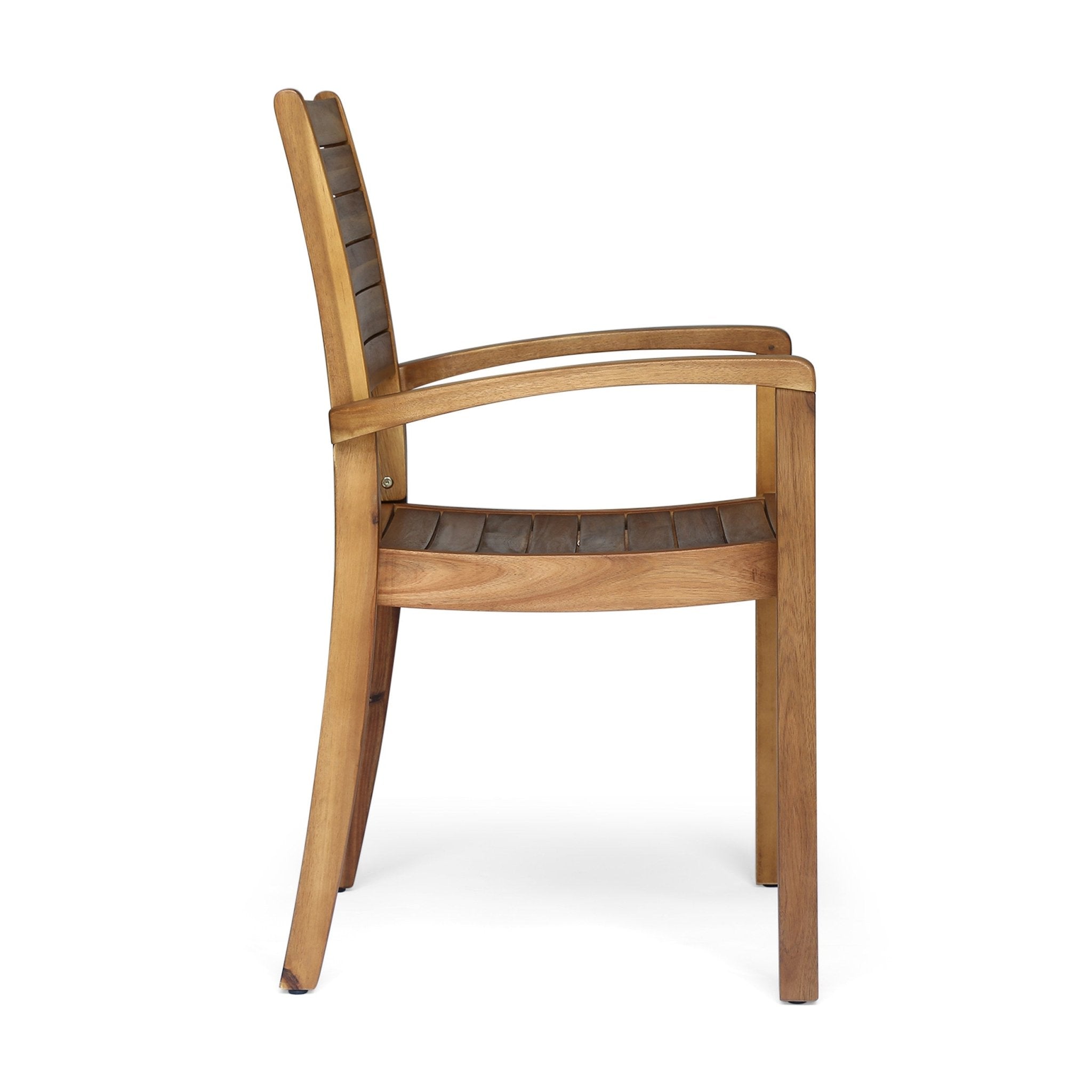 Outdoor Dining Chair with Square Arm and Wooden Frame - Outdoor Seating