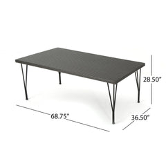 Outdoor Dining Table with Rattan Cover and Metal Legs - Outdoor Dining