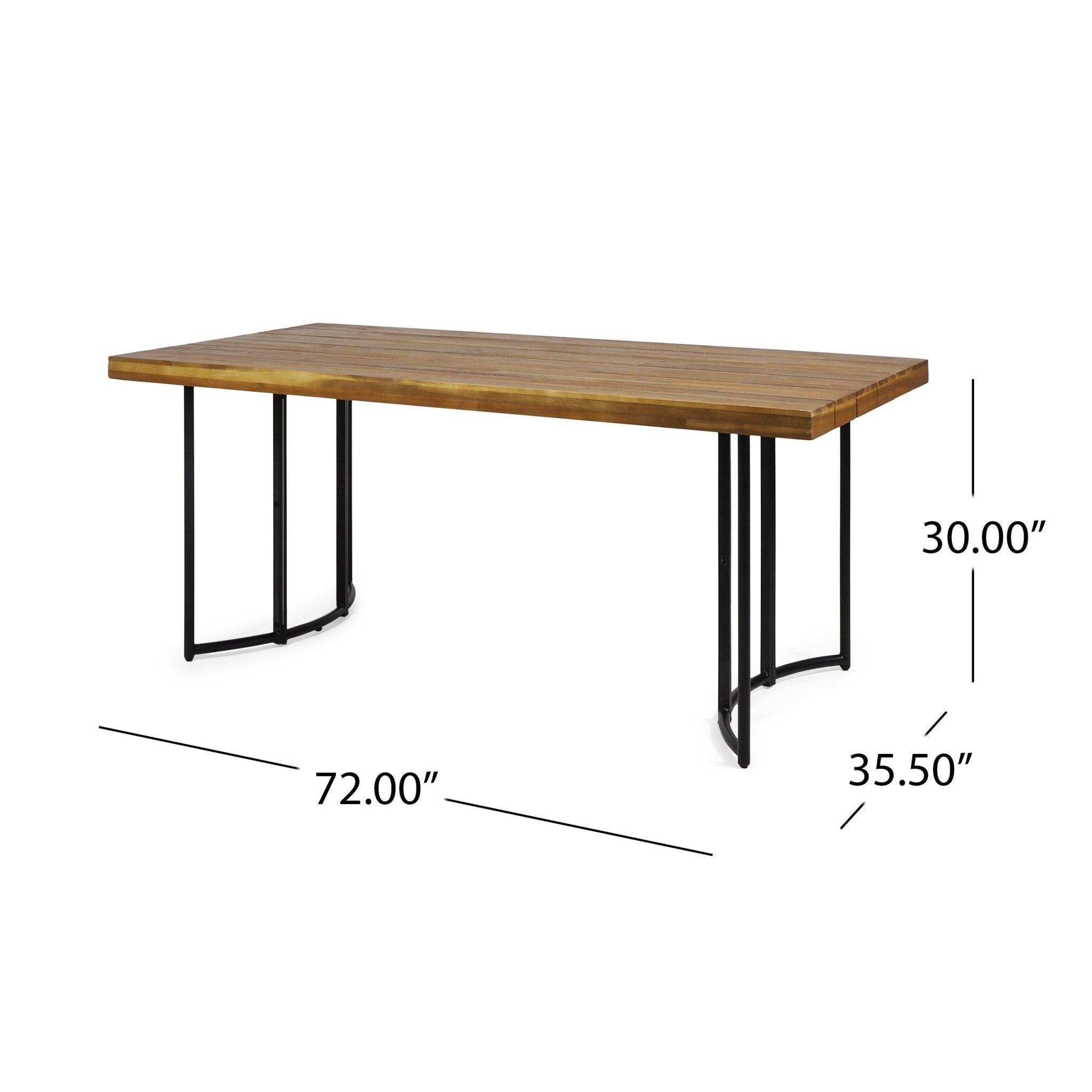 Outdoor Dining Table with Slat Top and Unique Metal Legs - Outdoor Tables