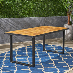 Outdoor Dining Table with U Shape Legs and Slat Top Table - Outdoor