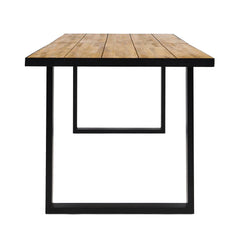 Outdoor Dining Table with U Shape Legs and Slat Top Table - Outdoor