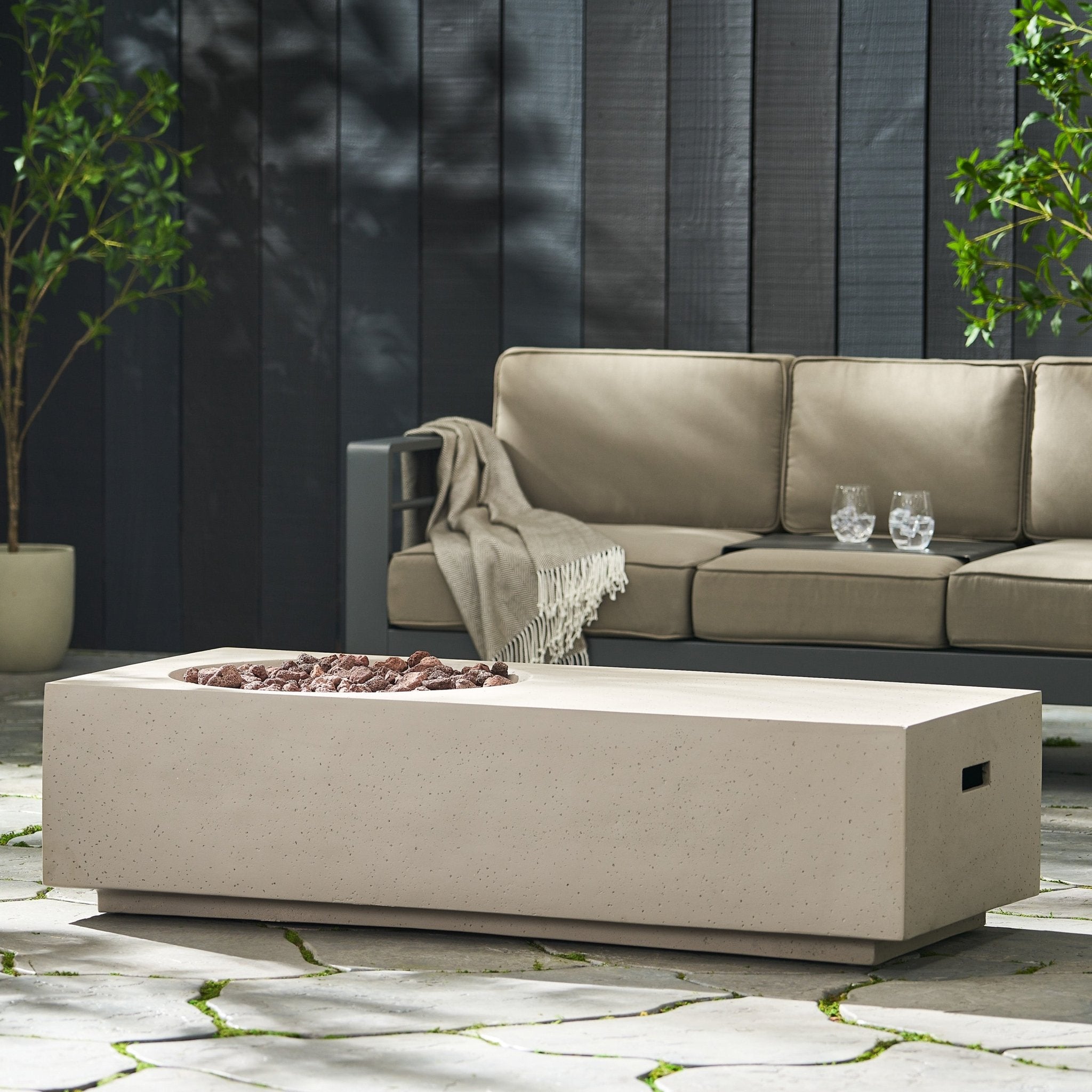 Outdoor Magnesium Oxide Firepit with Rectangle Shape - Firepits