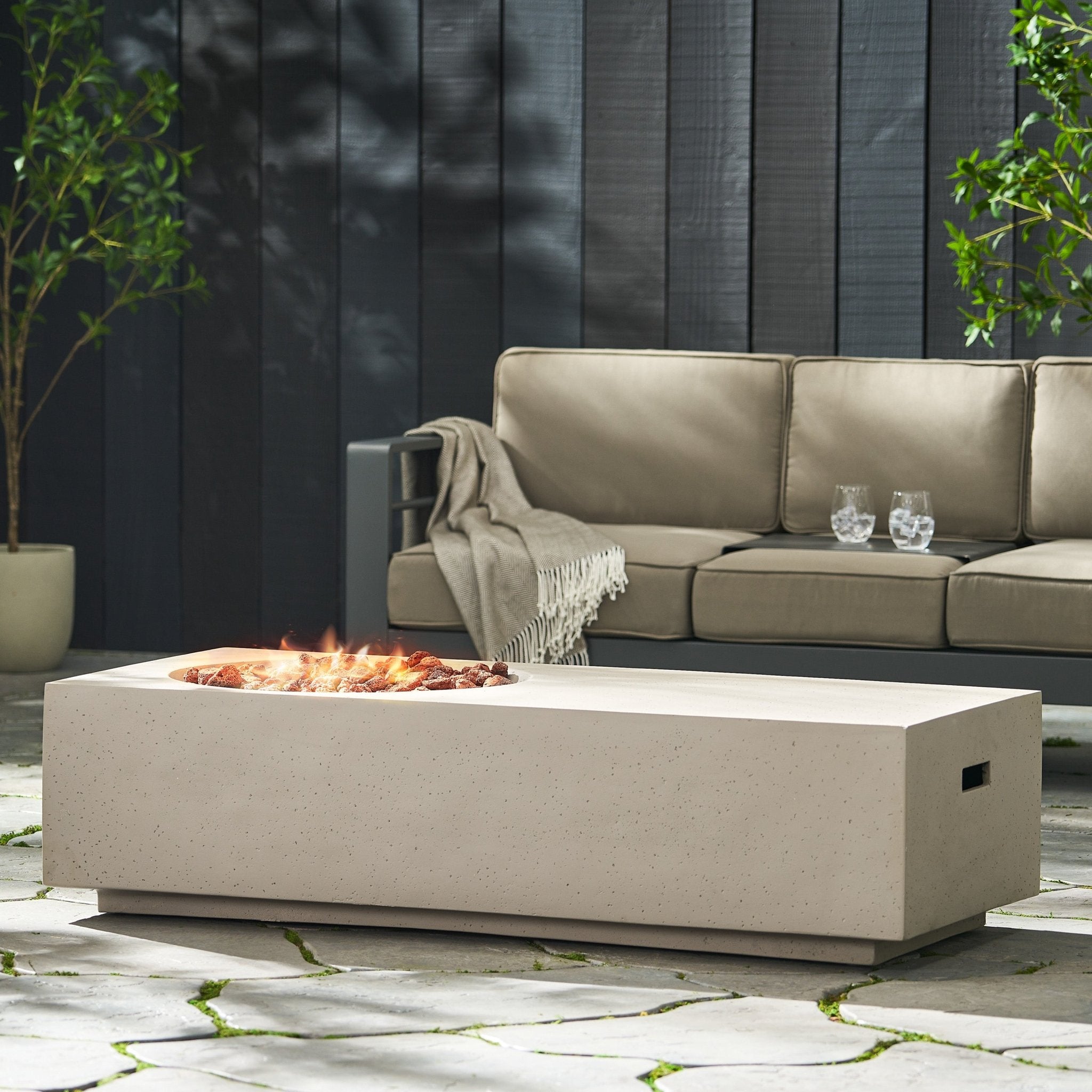 Outdoor Magnesium Oxide Firepit with Rectangle Shape - Firepits