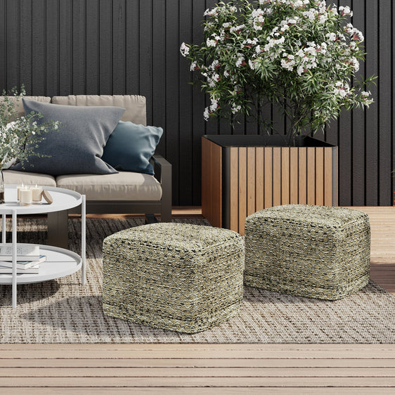 Outdoor Multi-functional Square Woven Pouf with Water and UV Ray Resistant - Pouf