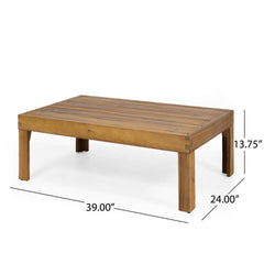 Outdoor Patio Acacia Wood Set with Coffee Table and Loveseat - Outdoor Seating