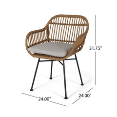 Outdoor Rattan Accent Chair with Metal Legs - Outdoor