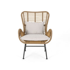 Outdoor Rattan Accent Chair with Metal Legs - Outdoor Patio Chair