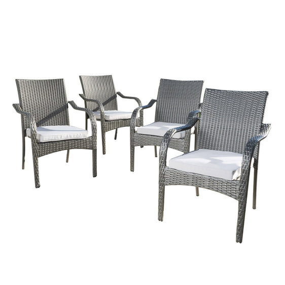 Outdoor Rattan Dining Set with 4 Dining Chairs - Outdoor Patio Chair
