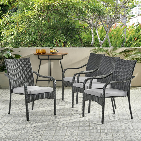 Outdoor Rattan Dining Set with 4 Dining Chairs - Outdoor Patio Chair