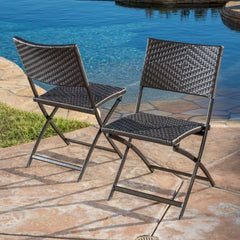 Outdoor Rattan Folding Chair, Set of 2 - Outdoor Patio Chair