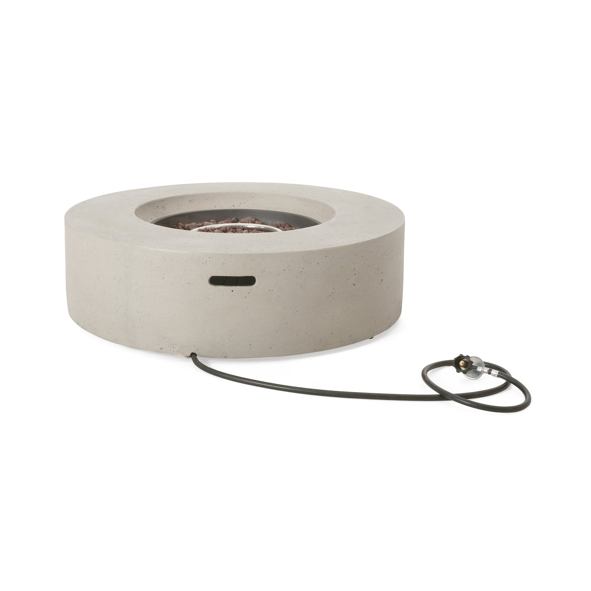 Outdoor Round Concrete Propane Firepit - Firepits