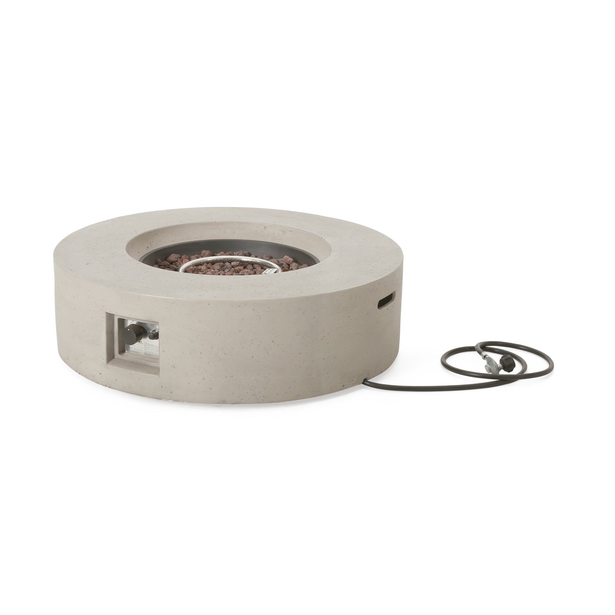 Outdoor Round Concrete Propane Firepit - Firepits