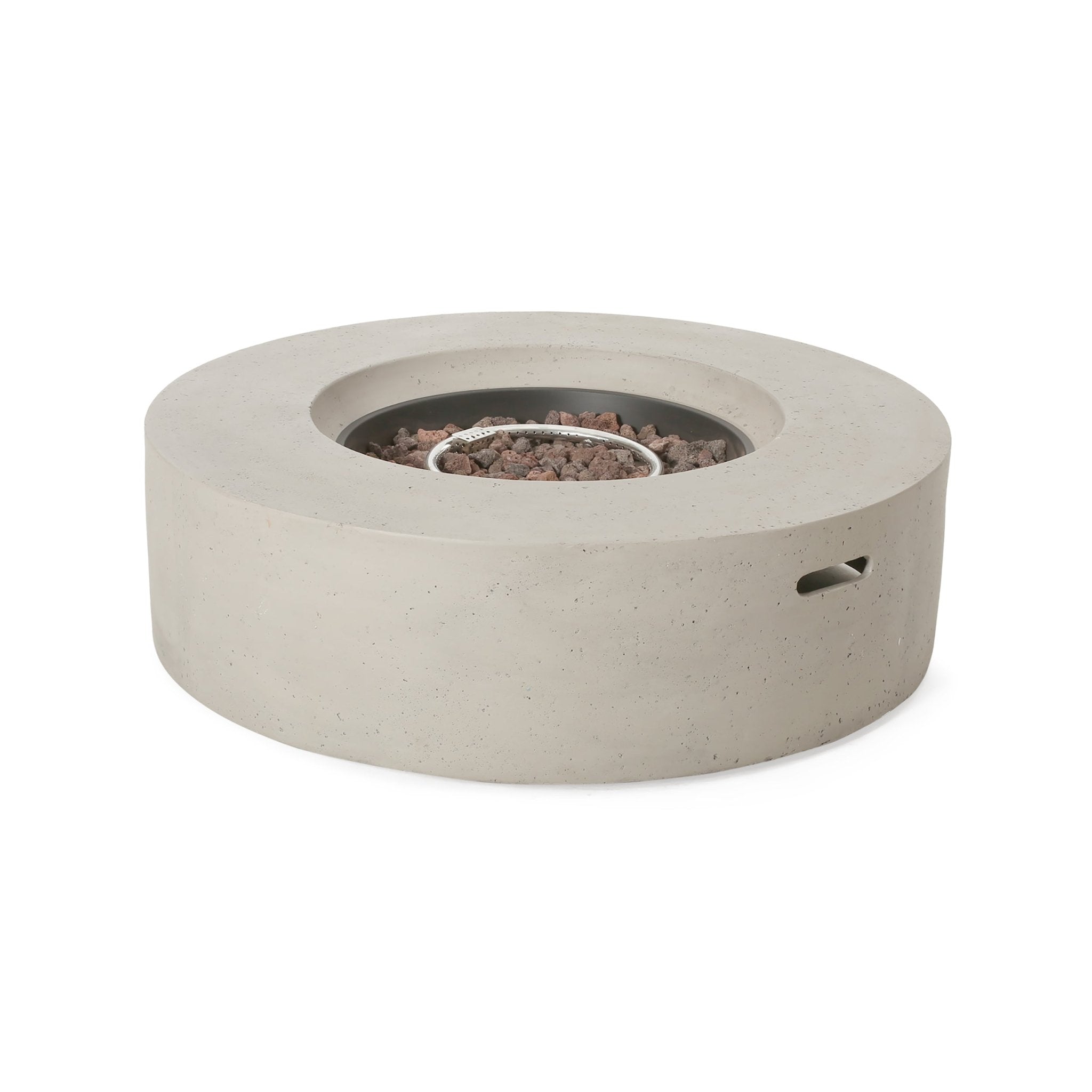 Outdoor Round Concrete Propane Firepit - Firepits