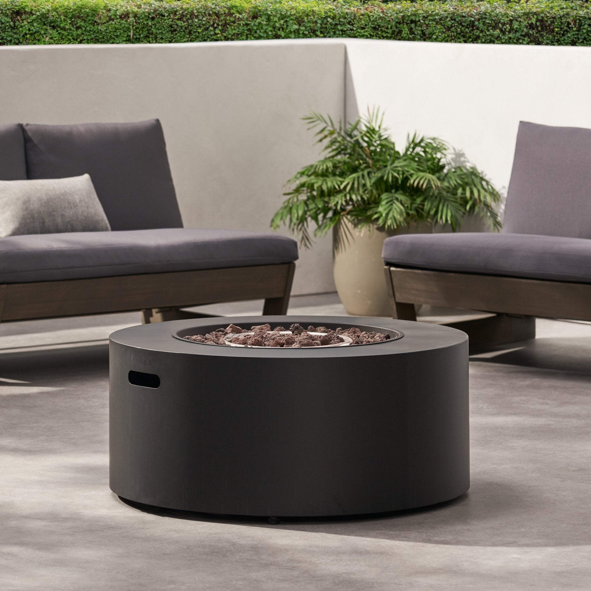 Outdoor Round Iron Propane Firepit - Firepits