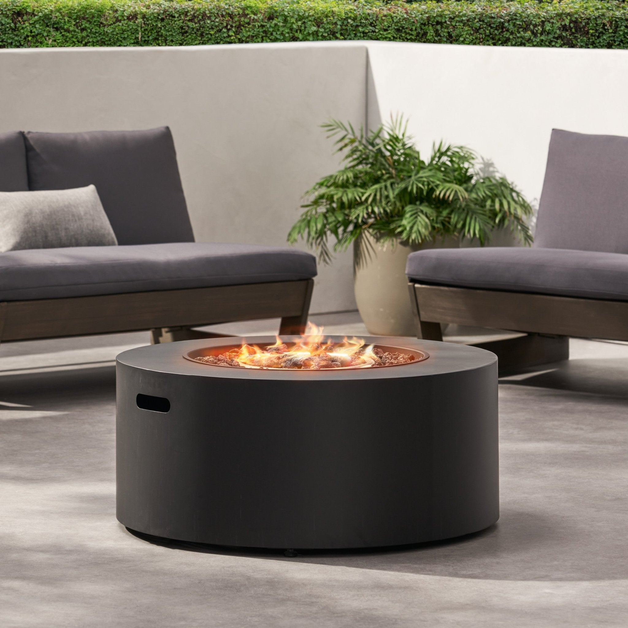 Outdoor Round Iron Propane Firepit - Firepits