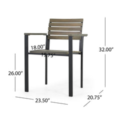Outdoor Wooden Dining Chair with Ladder Back (Set of 2) - Outdoor Dining