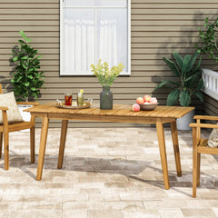 Outdoor Wooden Dining Table with Slat Top - Outdoor Tables