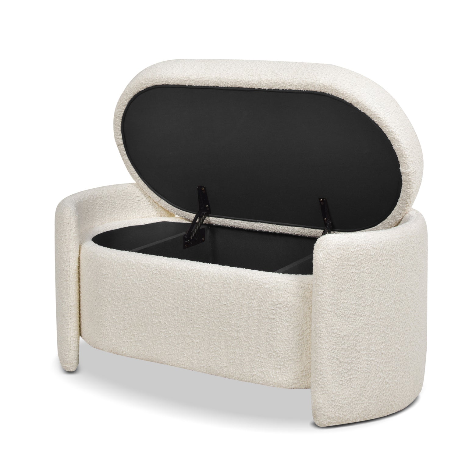 Oval Lid - Up Upholstered Storage Bench with 3 Compartments - Storage Benches & Ottomans